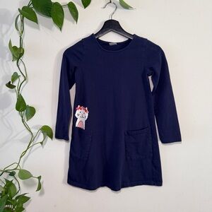 Hanna Andersson Navy Kids Dress with Kitty Pocket